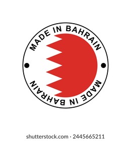 MADE IN BAHRAIN circle stamp with flag on white background vector Template