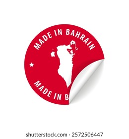 Made in Bahrain - Country Map Sticker. Best Quality. Original Product. Vector illustration.