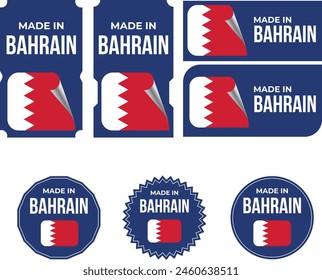 Made in Bahrain. Bahrain flag, Tag, Seal, Stamp, Flag, Icon vector