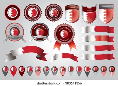 Made in Bahrain Seal, Bahraini Flag (Vector Art)