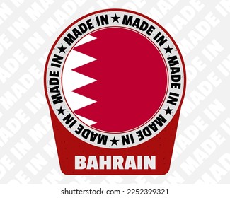 Hecho en Bahréin placa vector, simple icono aislado con bandera del país, marca de origen de Bahréin diseño de señal de sello, redondeado hecho en texto