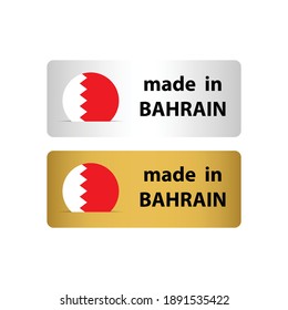 hergestellt in Bahrain, Vektorstempel. Abzeichen mit Bahrain-Flagge