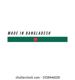 Made in Bangladesh, badge or label with flag isolated on white background