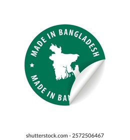 Made in Bangladesh - Country Map Sticker. Best Quality. Original Product. Vector illustration.