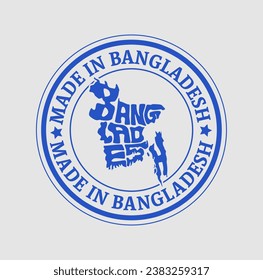 Made in Bangladesh Stamp with map typography
