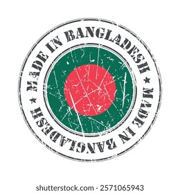 Made in Bangladesh stamp scratched flag badge logo vector illustration