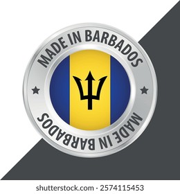 Made in Barbados badge logo flag sticker 3d vector illustration isolated on white