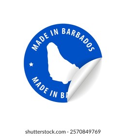 Made in Barbados - Country Map Sticker. Best Quality. Original Product. Vector illustration.