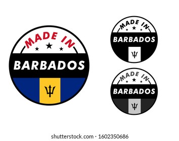 Made in Barbados with and Barbados flag for label, stickers, badge