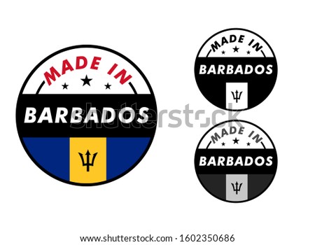 Made in Barbados with and Barbados flag for label, stickers, badge