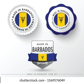 Made in Barbados icon set isolated on white background ,for infographics and banner templates : Vector Illustration