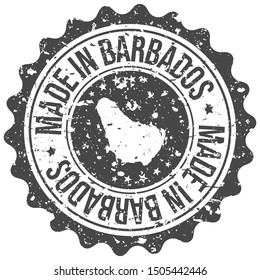 Made In Barbados. Map Travel Stamp. Icon Country Design. National Export Seal.