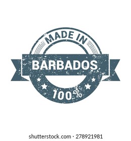 Made in Barbados - Round blue grunge rubber stamp design isolated on white background. vector illustration vintage texture.