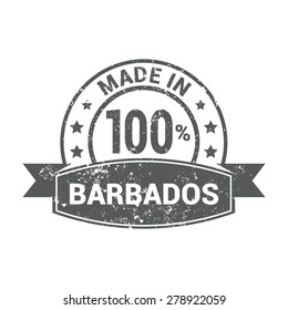 Made in Barbados - Round gray grunge rubber stamp design isolated on white background. vector illustration vintage texture.