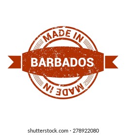 Made in Barbados - Round red grunge rubber stamp design isolated on white background. vector illustration vintage texture.