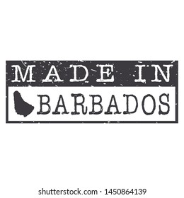 Made In Barbados. Stamp Rectagle Map. Logo Icon Symbol. Design Certificated.