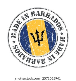 Made in Barbados stamp scratched flag badge logo vector illustration