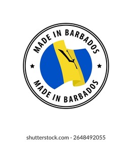 Made in Barbados stamp, sticker. Vector illustration.