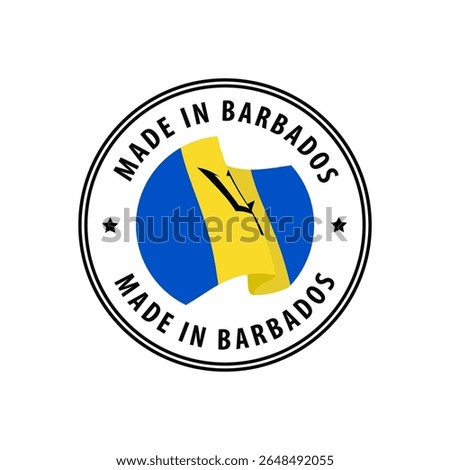 Made in Barbados stamp, sticker. Vector illustration.