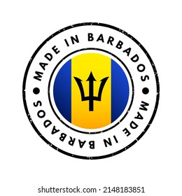 Made in Barbados text emblem stamp, concept background