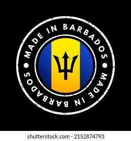 Made in Barbados text emblem stamp, concept background