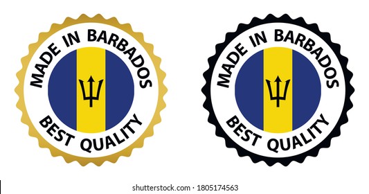 made in Barbados  vector stamp. badge with Barbados  flag
