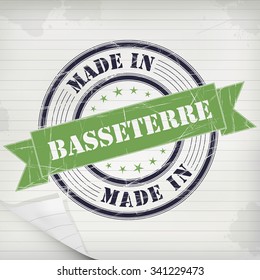 Made in Basseterre vector rubber stamp on grunge paper
