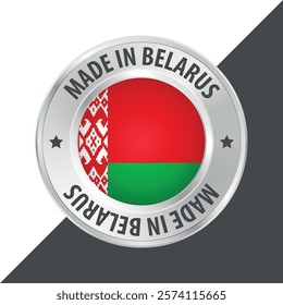 Made in Belarus badge logo flag sticker 3d vector illustration isolated on white