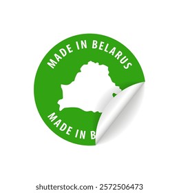 Made in Belarus - Country Map Sticker. Best Quality. Original Product. Vector illustration.