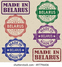 made in Belarus vintage stamp Set vector illustration.