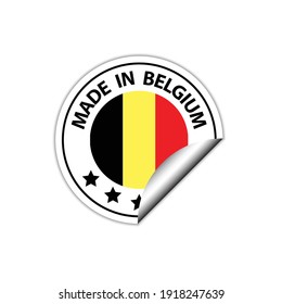 hergestellt in belgischer Vektormarke. Abzeichen mit belgischer Flagge