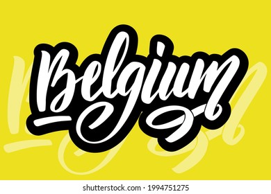 Made in Belgium calligraphy hand lettering lapel. Quality mark vector icon. Perfect for logo design, tags, badges, stickers, 