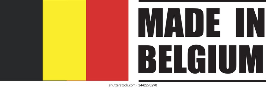 Made in Belgium  collection of ribbon, label, stickers, badge, icon and page curl with Belgium  flag symbol. Vector illustration isolated on white background.  Stamp with Made in Belgium  text.