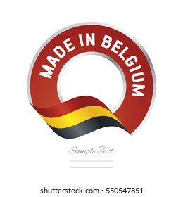 Made in Belgium flag red color label button banner