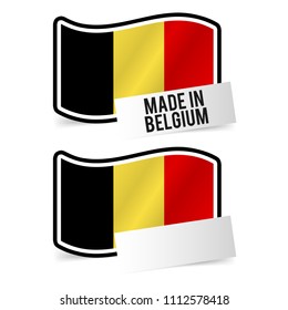 Made in Belgium Flag and white empty Paper. Esp10 Vector.
