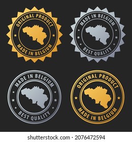 Made in Belgium - gold and silver stamp set. Best quality. Original product. Vector illustration