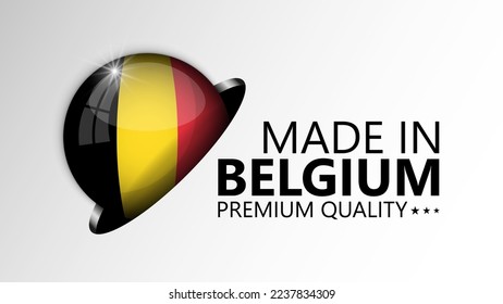 Hecho en Bélgica gráfico y etiqueta. Elemento de impacto para el uso que desea hacer de él.