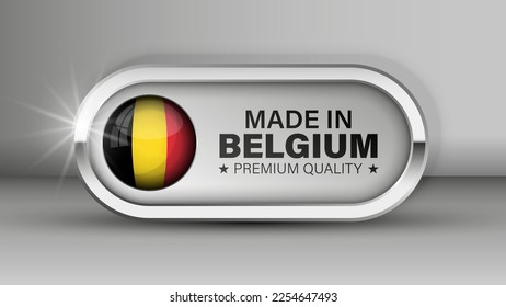 Made in Belgium graphic and label. Element of impact for the use you want to make of it.