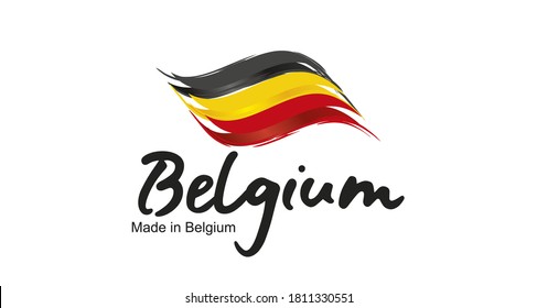 Made in Belgium handwritten flag ribbon typography lettering logo label banner