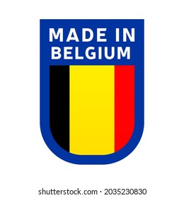 Made in belgium icon. national country flag Stamp sticker. Vector illustration Simple icon with flag