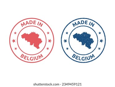 made in Belgium icon set, Belgian product stamp