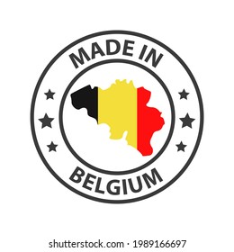 Made in Belgium icon. Stamp made in with country map