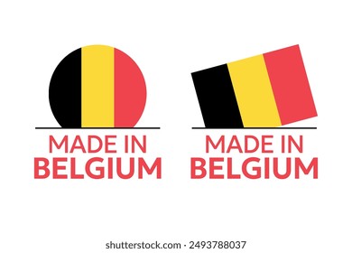 made in Belgium labels set, Belgian product icons