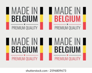 made in Belgium labels set, Belgian product icons