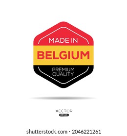 Made in Belgium, Belgium logo design, vector illustration.