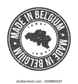 Made in Belgium Map. Quality Original Stamp. Design Vector Art Seal Badge Illustration.