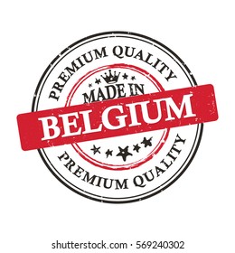 Made in Belgium, Premium Quality printable business grunge label / stamp.  Print colors used