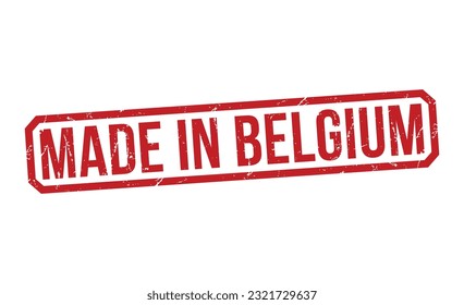Hergestellt in Belgien Red Rubber Stamp Vektordesign.