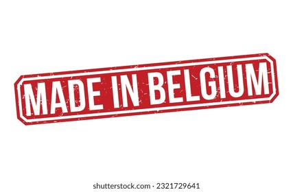 Made in Belgium Red Rubber Stamp vector design.