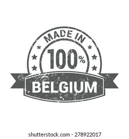 Made in Belgium - Round gray grunge rubber stamp design isolated on white background. vector illustration vintage texture.